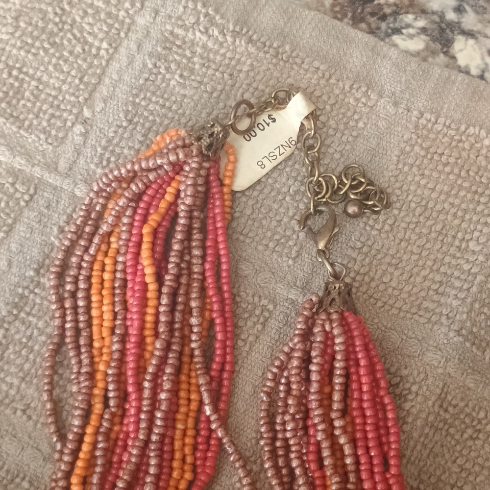 Warm Tone Beaded Necklace Multi Strand.Nwt - Picture 5 of 16